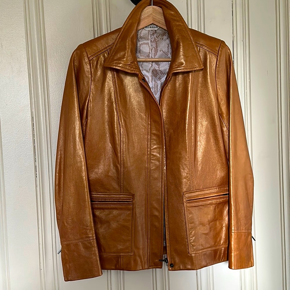 Gold finish leather jacket